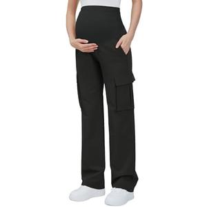 GLAMIX Women's Maternity Cargo Pants with Four Pockets Over The Belly Scrub Pants Pregnancy Clothes, M