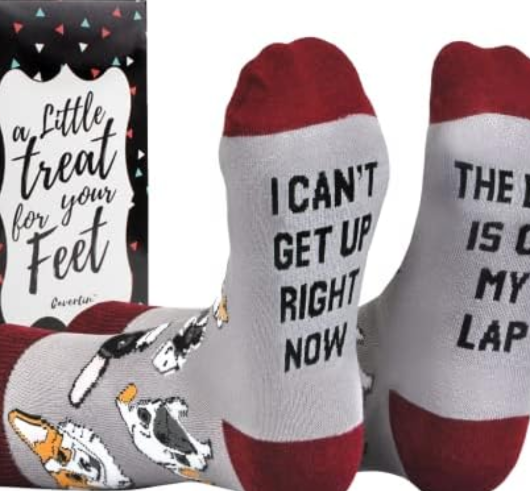 Cavertin Women's Novelty Socks with Gift Box Cat Lover Dog Mom Book Lover Cat Mom Llama Unicorn Sloth Corgi Pack of 2