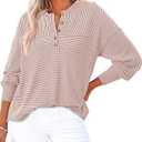 KIRUNDO Going Out Tops for Women Henley Shirts 2025 Casual Ribbed Knit Long Sleeve Tunic Summer Fall Button V Neck Blouse
Medium