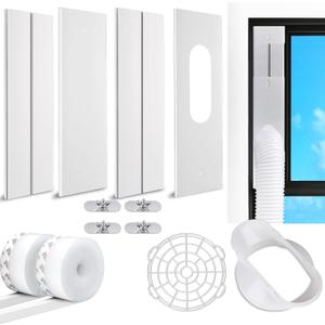 Portable AC Vent Kit, 2024 Upgrade with 2Pack 3m Window Seal, Adjustable Sliding AC Vent for Exhaust Hose, 5.1" Diameter