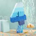 BLUE PANDA Pull String Pinata - Corrugated & Number 4 Pinata - Ombre Blue Tissue & 4 Year Old Birthday Decor - Easy Fill & 4 Year Old Boy Fun - Number 4, Ombre Blue - 16.5 x 12 x 3 in