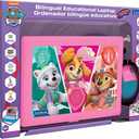 Lexibook, Paw Patrol, Bilingual and Educational Laptop Spanish/English, Toy for Children, 170 Activities to Learn, Play Games and Music, Large Screen, Pink/Blue, JC599PAGi2