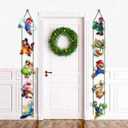 Mario Banner Party Decoration, Super Bros Hanging Porch Signs, Movie Theme Party Supplies for Outdoor Indoor Decorations