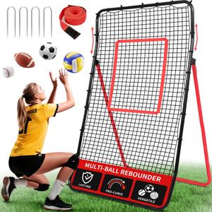 BAGAIL Volleyball Rebounder Net 7x4 Ft, Bounce Back Training Equipment with Unique Curved Frame for Better Catching, 5 Adjustable Angles for Volleying & Spiking, Easy Set Up & Sturdy Base
