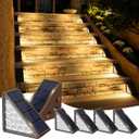 JOFIOS Solar Step Lights for Outside, 6pack Solar Stair Lights Outdoor Waterproof IP67, Outdoor Deck Step Light LED for Garden Stair, Patio, Front Door, Porch, Yard, Sidewalk Decor(Warm Brown)