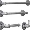 HouseAid 4-Pieces Industrial Pipe Towel Holder Set, Rustic Steel Towel Rack Kit, Farmhouse Vintage Style Towel Bar Accessories for Bathroom, Wall Mounted, Antique Silver