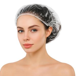3 x 100 Pcs Disposable Shower Caps Large 20.5 Inch | Thick Clear Plastic Waterproof Hair Caps for Women, Hair Treatment Deep Conditioning Caps with Roll-Top Stand-Up Storage Bag