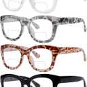 Eyekepper 4-Pack Large Frame Bifocal Reading Glasses Women Bifocal Readers +2.50 (4pcs Clear Lens-mix)