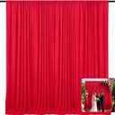 2 Panels Red Backdrop Curtain, 10 x 7 Feet Polyester Background Curtains for Parties, Weddings, Baby Showers, Halloween, Christmas, Birthday Party Photoshoot Backdrop Curtains Decorations