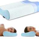 Memory Foam Pillows Neck Pillow Bed Pillow for Sleeping Ergonomic Cervical Pillow Orthopedic Contour Pillow for Side Back Stomach Sleeper (Queen(23.6*14*4.9 Inches), Blue)