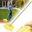 Leaf Rake - 16.5" Wide Nylon Plastic Head,65" Adjustable Handle,Heavy Duty for Leaves,Grass,Pine Needle,Mulch, Small Debris,Lawn-Friendly Tines,Lightweight for Women,Seniors & Kids