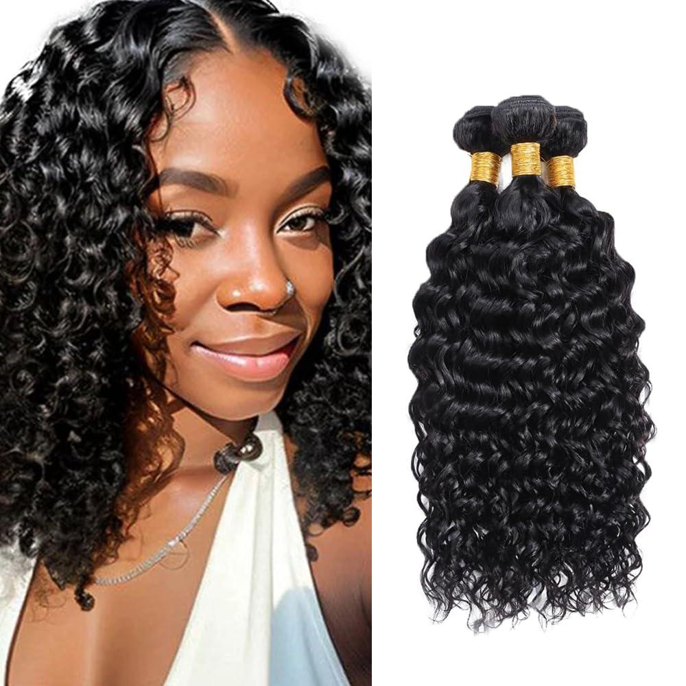 Human Hair Bundles Water Wave Bundles Wet and Wavy Bundle WuvuSnm 1B Water Wave Human Hair Bundle 14 16 18 inch
