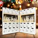 Wooden Christmas Advent Calendar Book with Timer, 6 Hours On and 18 Hours OffChristmas 24 Drawer Countdown with Reindeer Snow Forest Scene, 16.5in 2AAA Battery Powered Functional Gift Storage for Kid