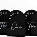 Black Arched Wedding Table Numbers 1-20 with Stands, 5x7 Inch Black Acrylic Arch Sign with Holder, Arch Acrylic Table Numbers for Wedding Reception (1-20, 5"x7") (Black White Font)