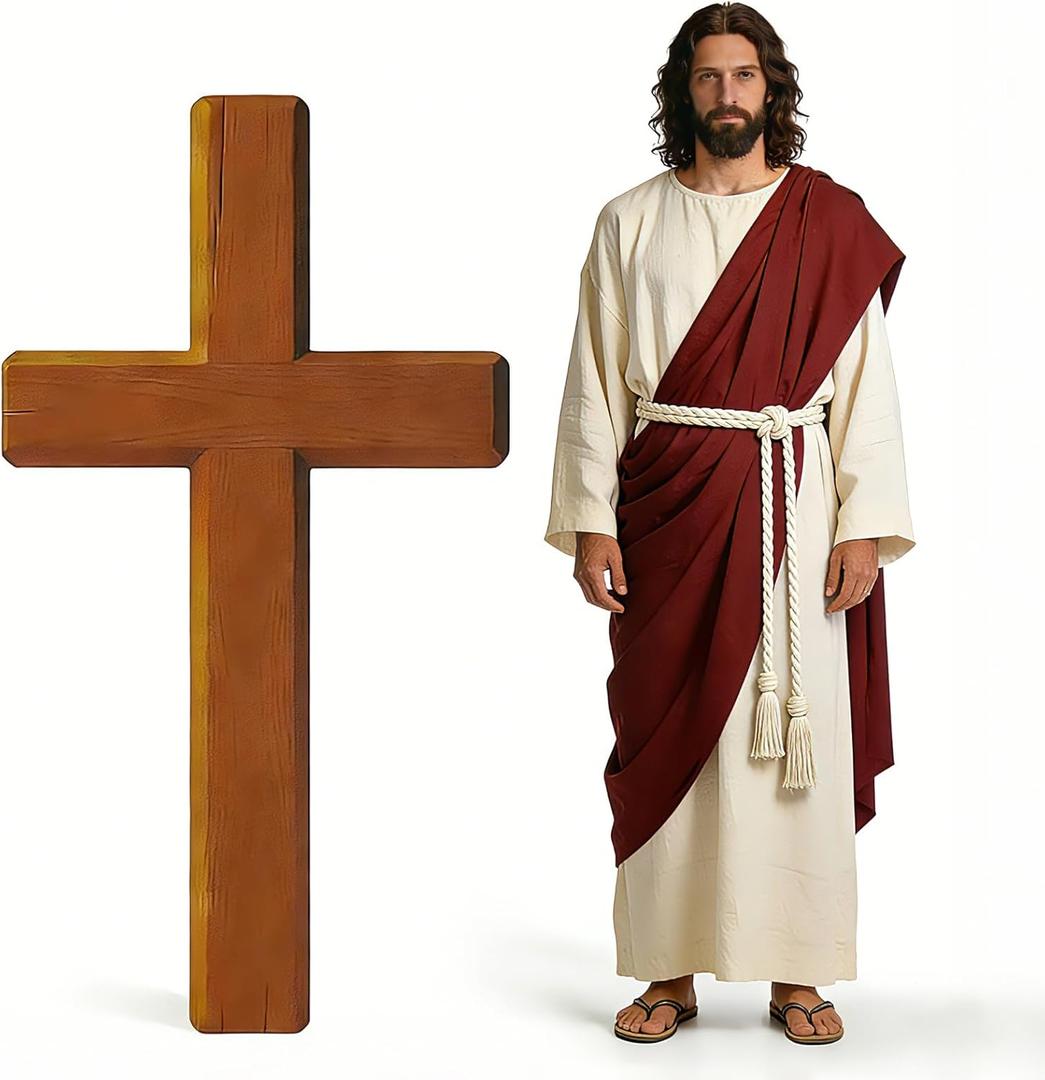 5.25 FT Easter Large Cross Cardboard Cutout, Life Size Christian Cross Stand Up Decoration, He is Risen Jesus Christ Catholic Religious Photo Props for Easter Baptism Church Sunday School