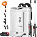 Battery Powered Backpack Sprayer 4 Gallon, 21V 2.6Ah Electric Weed Pump Sprayer with 6 Nozzles, Telescopic Wand (Stainless Steel + Plastic) for Garden Weed Lawn Yard Clean, Charger Included