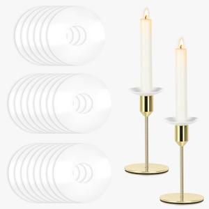 24 Pcs Candle Drip Protectors Bulk for Candlesticks Metal Candle Wax Catcher Plate Candle Bobeches Round Candle Rings for Tapers Candle Drip Guard for Wedding Holiday Party Dinner Church (24, White)