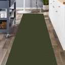 KOZYFLY Area Rug 3x5 Ft Washable Rugs for Entryway Non Slip Rubber Backed Throw Rugs Indoor Door Mat Woven Cotton Floor Carpet for Front Door Entrance Foyer Kitchen, Dark Green