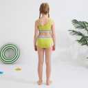 Weixinbuy Girls Swimsuit Two Piece Bathing Suit for Teens 12-14 Color Block Bikini Set Adjustable Straps Swimsuits Girls' Swimwear Size 12