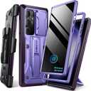 TONGATE for Samsung Galaxy S23 Ultra Case, [Built-in Slide Camera Cover & Screen Protector] [2 Front Frame]Military Grade Shockproof S23 Ultra Phone Case with Kickstand & Belt-Clip 6.8",Privacy Purple