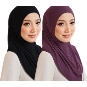 MOWEN 2Pcs Hijab Hat, Modal, Solid Color, Islamic Muslim Hat Underwear, Soft Silky Hijab Hat (Scyb-2p-12)