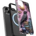 for iPhone 15 Case Cute – Wireless Charging Compatible – Dual-Layer Shockproof Protection with Stylish Wildflower Design – Protective Cover for Women - Gothic Raven Purple Floral