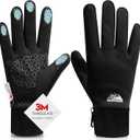 Bruvoalon W429 Winter Gloves for Women & Men - 3M Thermal Insulation & Lycra Fabric Surface & Windproof Coating, Touchscreen, Anti-Slip for Skiing, Running, Cycling, Hiking, Sports, Cold Weather (Small, Black)