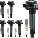 UF553 Ignition Coil & 5019 Double Iridium Spark Plug for Ford F-150 Edge Explorer Flex Mustang Transit Taurus Police Interceptor/Lincoln MKZ MKX MKT MKS Replaces# DG520, GN10237, 5C1652, 6736013