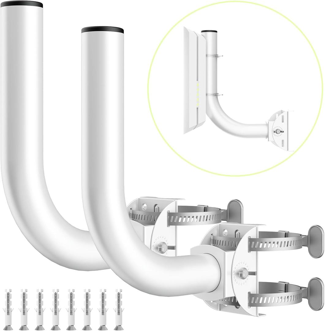 Universal Wireless Bridge Bracket Mount, 2-Pack J Pole Mounts, 180 Adjustable Wall-Mounted Mount for Outside Antenna Starlink, Outdoor Bracket for AP Access Point Client CPE
