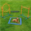 Dog Agility Training Equipment, Dog Obstacle Course Training Starter Kit Pet , Jump Pole, Jump Ring, Pause Box,Storage Bag,Dog Agility Course,Dog Hurdles,Dog Jumps,Outdoor or Indoor Game(3-Sets)