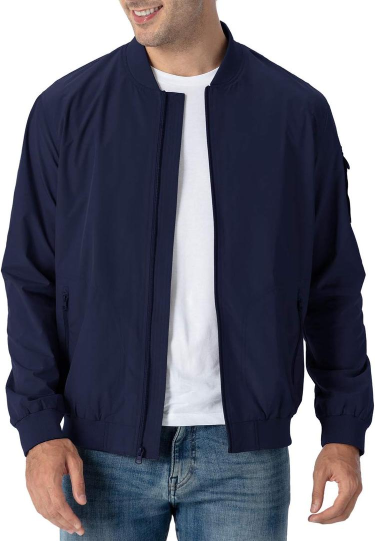Rdruko Men's Lightweight Bomber Jacket Causal Fashion Stylish Windbreaker Light Jacket (4X-Large, 01 Navy)