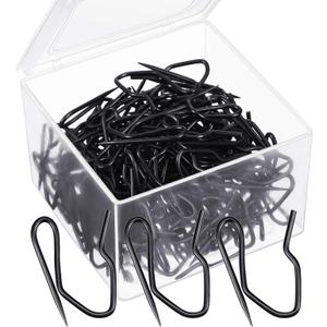 Shappy 120 Pack Drapery Hooks Pins for Curtains, Metal Pinch Pleat Hooks with Clear Box 1.2 Inch for Window Door and Shower Curtain(Black)