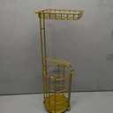 Gold Toilet Paper Holder Stand with Shelf, Freestanding Tissue Roll Holder, Holds 4 Mega Rolls and Extra Storage for Phone, Wipes