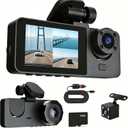 Dash Cam Front and Rear Inside,3 Channel Car Dash Camera,1080P HD Car Dashcam Video Recorder with 32GB Card,Super Night Vision,G-Sensor Motion Detection,WDR,24H Parking,Loop Recording