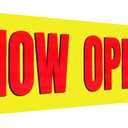 Large Now Open Banner Outdoor Indoor Signs Polyester Oxford Cloth Now Open Sign Hanging Banner for Lawn Outside Business Shop Decoration, 3 x 8 Feet(Yellow Background with Red)