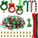 Hifunwu 1570 PCS Christmas Beaded Ornament Kit Plastic Tri-Shaped Beads with Pipe Cleaners for Christmas Craft Tree Hanging