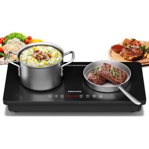 Portable Induction Cooktop 2 Burner, 1800W Double Induction Burner with Touch Control, Timer & Safety Lock, Electric Induction Stove 110V, Cross Line Panel
