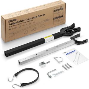 Transom Saver, Outboard Motor Support from 23''to 35'', One-Piece Casting Adjustable Boat Transom Saver, for Roller and Trailer Mounts (Black)