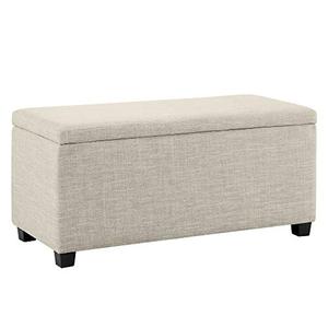 Amazon Basics Upholstered Storage Ottoman and Entryway Bench, 35.5 Inches Wide, Beige