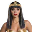 JoneTing Black Cleopatra Wig+Hair Cap + FringeSL Black Bob Hair with Bangs for Women Egyptian Wigs Cleopatra Cospaly Wig Short Straight Bob Cosplay Hairs and Accessories for Halloween Costume Outfit