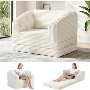 cidludto Convertible Boneless Couch Sleeper Sofa Bed, Folding Oversized Bean Bag Couch, Comfy Sofa Chairs for Adults with Filling, Single, Beige, Single-35''