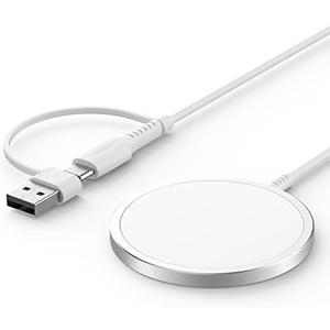 JSAUX Magnetic Wireless Charger Compatible with MagSafe Charger/iPhone 16/16 Pro/16 Plus/16 Pro Max/iPhone 15 Pro Max Plus/iPhone 14 13 12 Series, Wireless Mag Safe Charging Pad, Mag Charger (Silver)