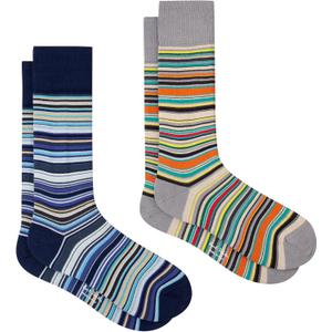 PS Paul Smith Men's Two Pack 'Signature Stripe' Socks, Multicolor, One Size