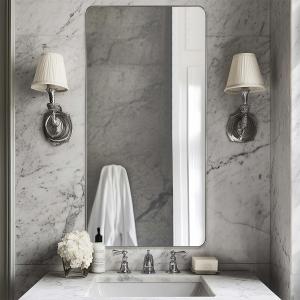 ANDY STAR Chrome Bathroom Mirrors for Over Sink, 30x55 Inch Polished Silver Mirror for Wall, Rectangular Metal Framed Vanity Mirror -Modern Clean Design with Superior Stainless Steel Frame