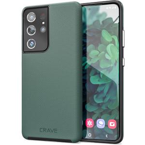 Crave for Galaxy S21 Ultra Case, Shockproof Protection Dual Layer Case for Samsung Galaxy S21 Ultra 5G (6.8 inch) - Forest Green