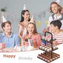 VyGrow Cupcake Stand, 3-Tier Dessert Stand for 32 Cupcakes, Wood & Metal Tower Display Premium Holder Dessert Tree Tower for Christmas Birthday Weddings Party Decor, Serving Tray, Wood Brown