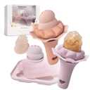 Moonkie Baby Fruit Feeder with Freezer Tray, BPA Free Silicone Food Feeder for Infant Self Feeding, Breastmilk Popsicle Molds, Mesh Feeder with Two Pouches, Baby Shower Gifts 4 Months+, 2 Pack (A-Muted/Pale Mauve)