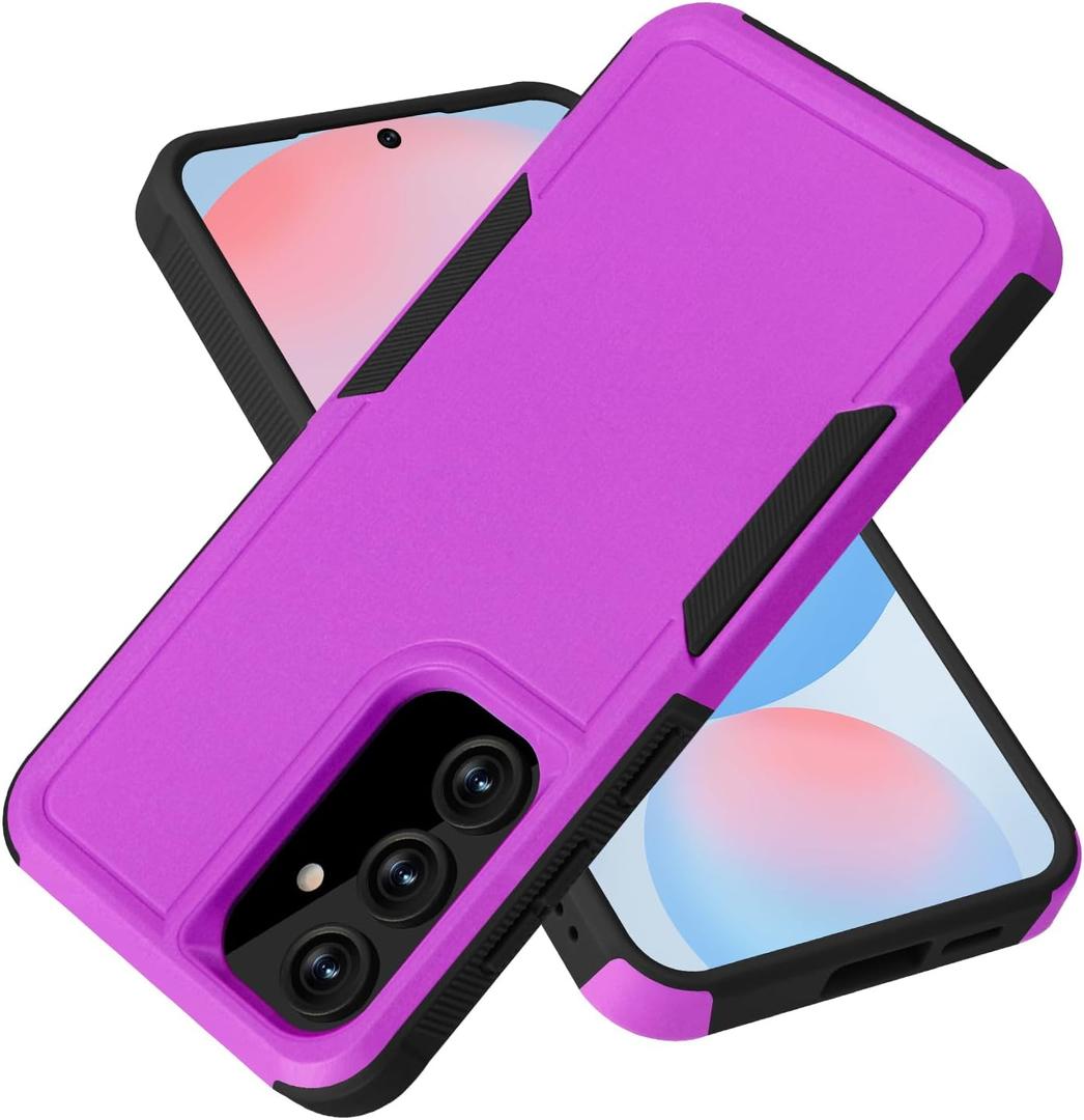 for Samsung Galaxy S24 FE Case Dual Layer Protective S24 FE Phone Case Heavy Duty Protection [Anti-Scratch] [Anti-Fingerprint] Non-Slip Shockproof Case for Samsung Galaxy S24 FE, Purple
