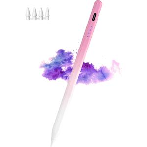 Stylus Pen for iPad(2018-2025), Pad Pencil 10th Generation with Palm Rejection, Active Digital Pencil Compatible with Apple iPad 6/7/8/9/10/A16, Pro 11"/12.9"/13"/M4, Mini 5/6, Air 3/4/5/M2/M3 - Pink