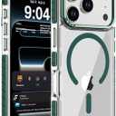 DEERLAMN Strong Magnetic Case for iPhone 17 Pro 6.3-Inch,[Compatible with Magsafe][Military Grade Drop Protection] Clear Slim Shockproof Protective Phone Cover-Transparent+Green
